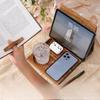 Wooden Foldable Bookshelf Triangular Reading Stand Desktop Book Bracket Bedside Table Storage Shelf Mobile Phone Holder