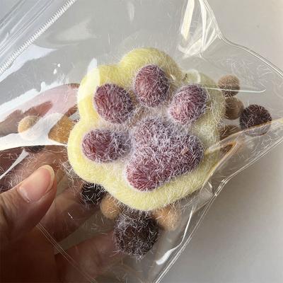 Mochi Taba Squishy Cat Paw With Flocking  Fidget Toy Kawaii Plush Tpr Cat Paw Soft Relief Relax Toys