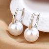 Vintage Female Earrings  Sterling Silver Round Pearl Small Earrings for Women Promise Love Wedding  Pendientes Bijoux