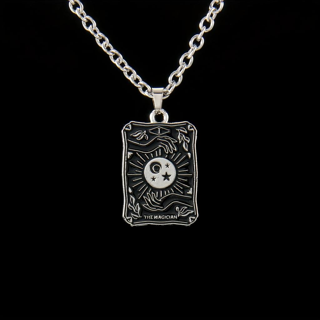 Fashionable Star, Moon, Death and Lovers Tarot Fortune Teller Element Pendant Necklace, The Best Gift for Family and Friends