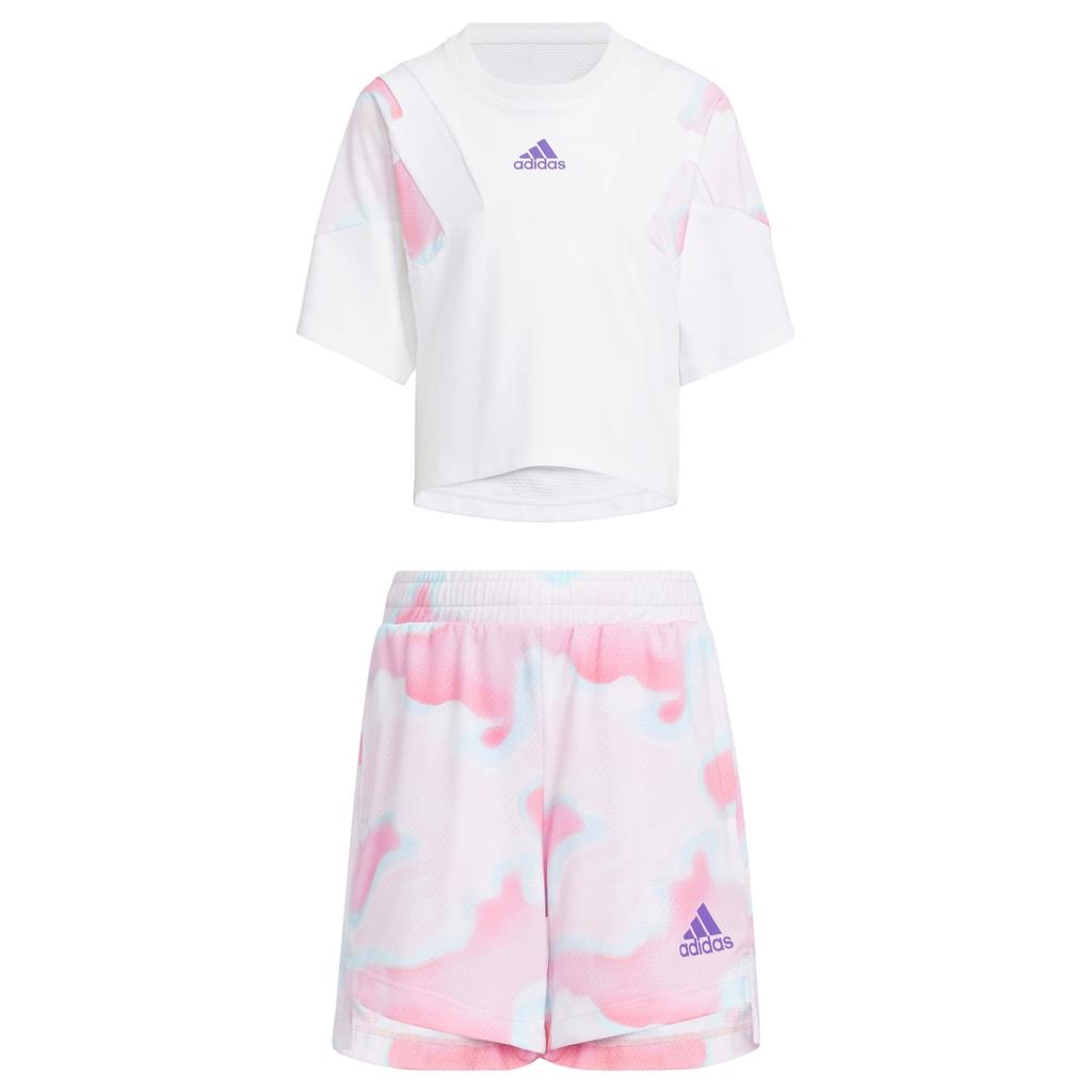 adidas Casual Sportswear Clear Pink/White Children Aged 3 7 Years Old HE0042