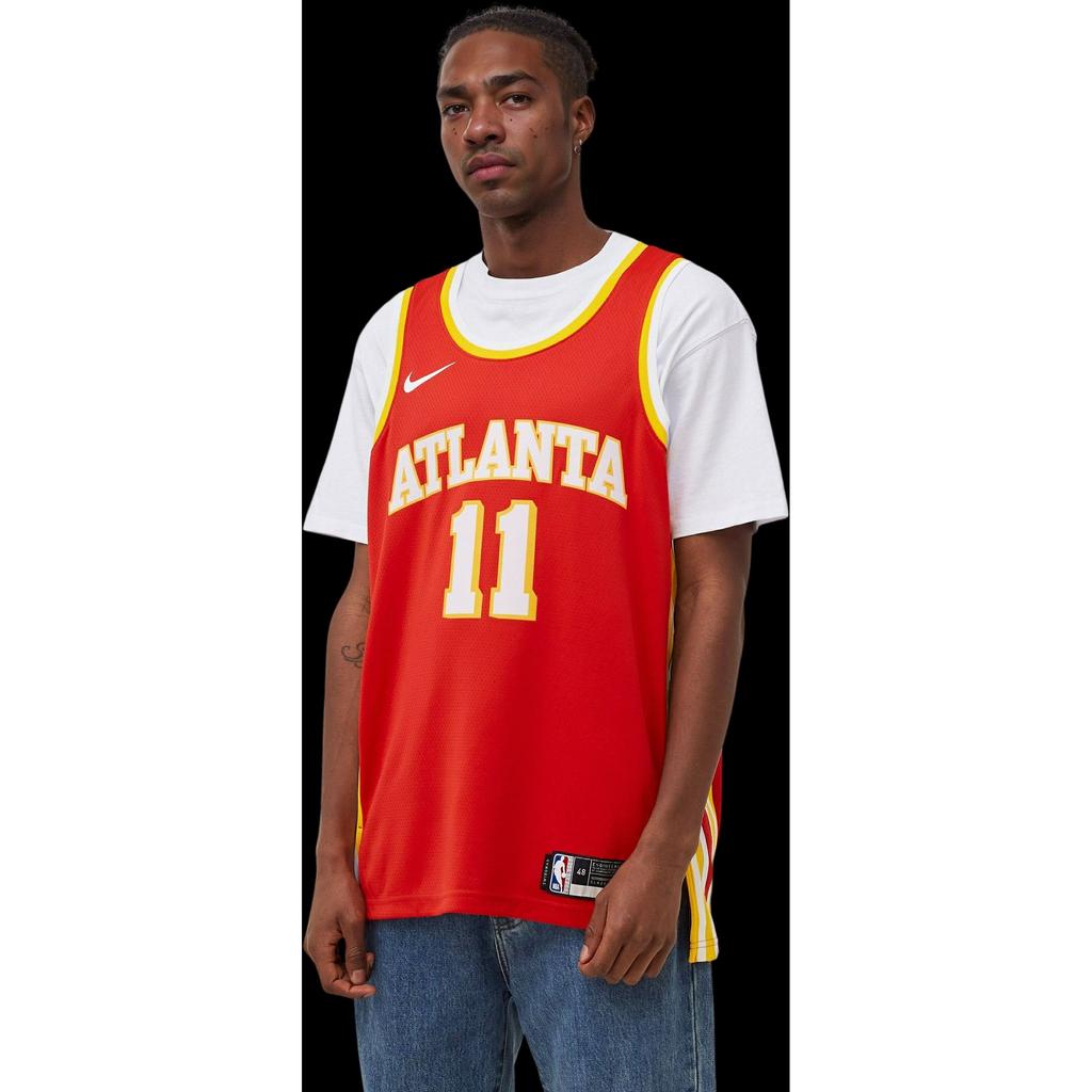 Nike Printed Logo Round Neck Side Slit Basketball Vest 2022-2023 Season Trae Young Atlanta Hawks Men Tops Red CN6326-657