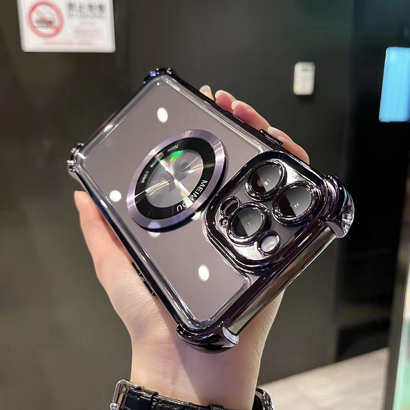 

Four Corner Airbag Anti Drop for IPhone 16 Electroplated Magnetic Phone Case for Apple 14 Lens Film 15PROMAX Trend For Apple 11Promax