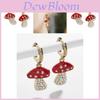 Fashionable Alloy Mushroom Earrings With Rhinestones Elegant Womens Ear Jewelry
