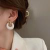 Retro simple temperament versatile circle earrings women, geometric design earrings