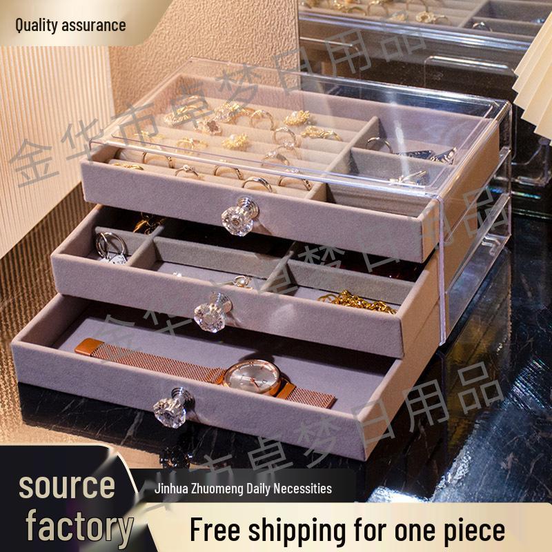 

2023 Розкішна багатошарова оксамитова скринька для ювелірних виробів для помад, косметики, кілець та намист