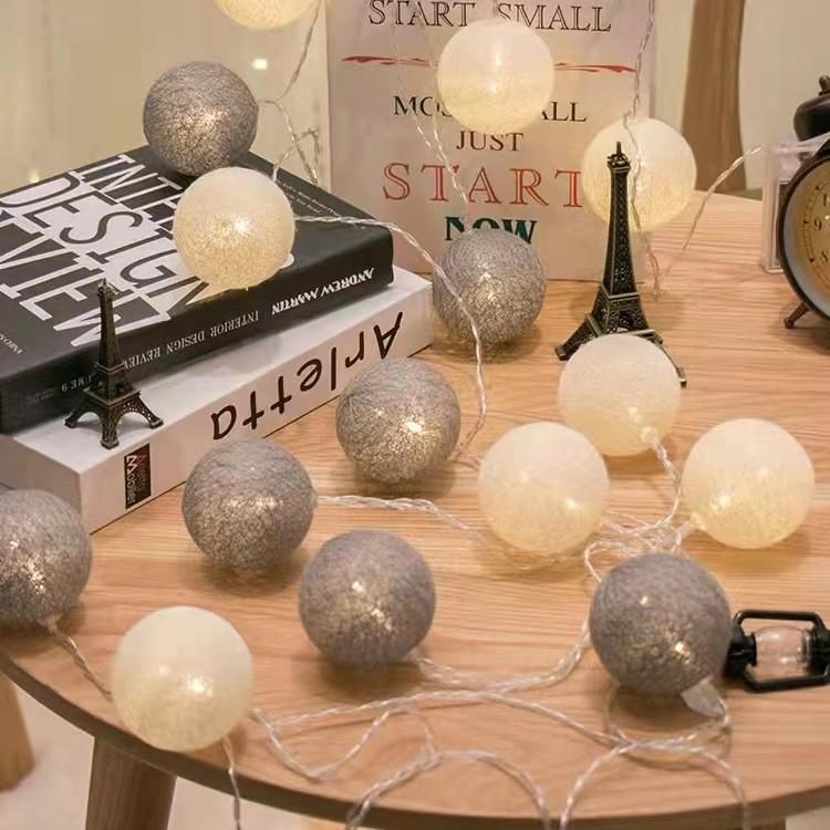 USB LED Cotton Ball String Lights - Christmas Holiday Starry Sky Decorative Flashing Lights