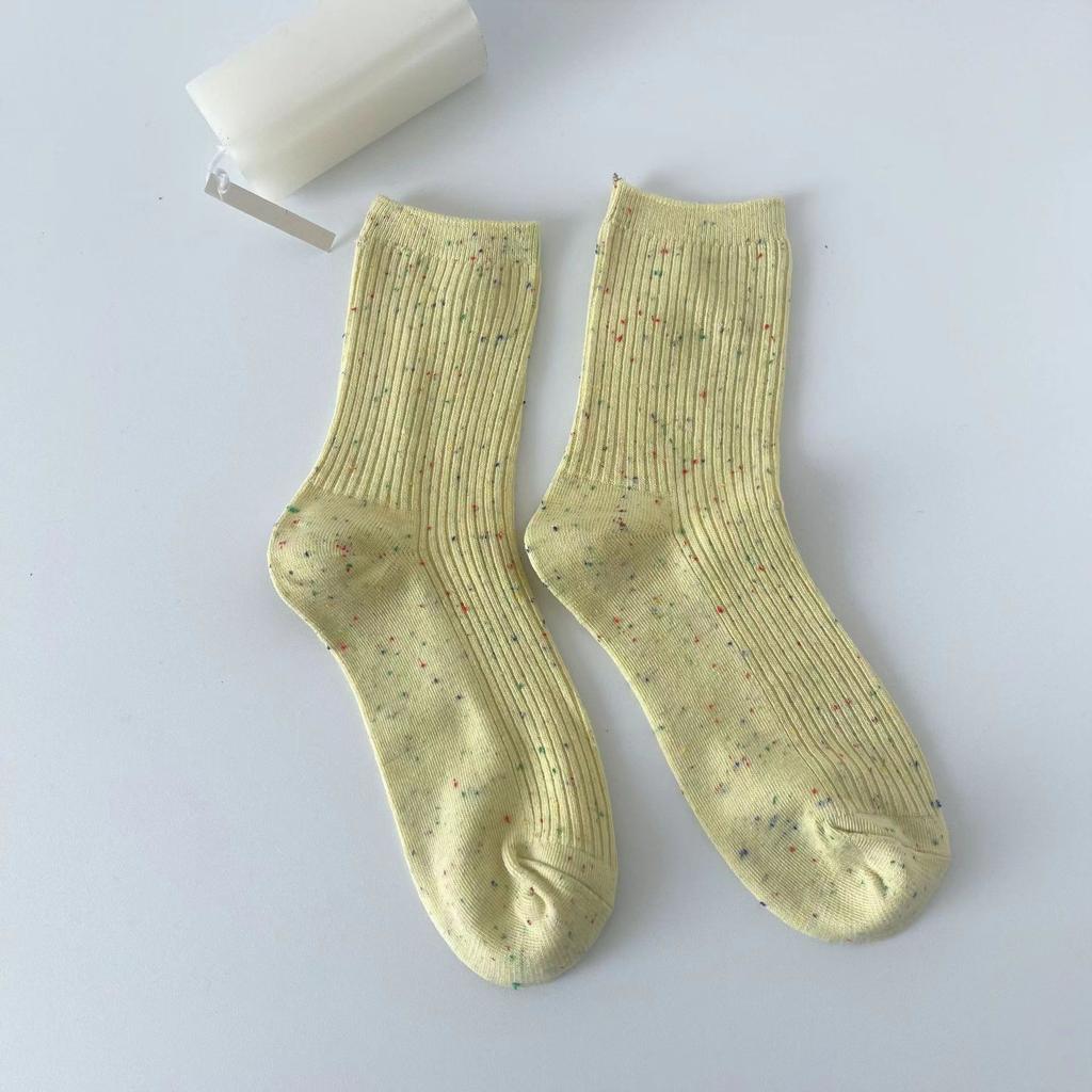 Female Spring and Summer Simple Cotton Point Yarn College Wind Tube Pile Socks