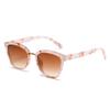 SO&EI Retro Square Leopard Sunglasses Women Fashion Blue Champagne Shades UV400 Men Cat Eye Gradient Sun Glasses