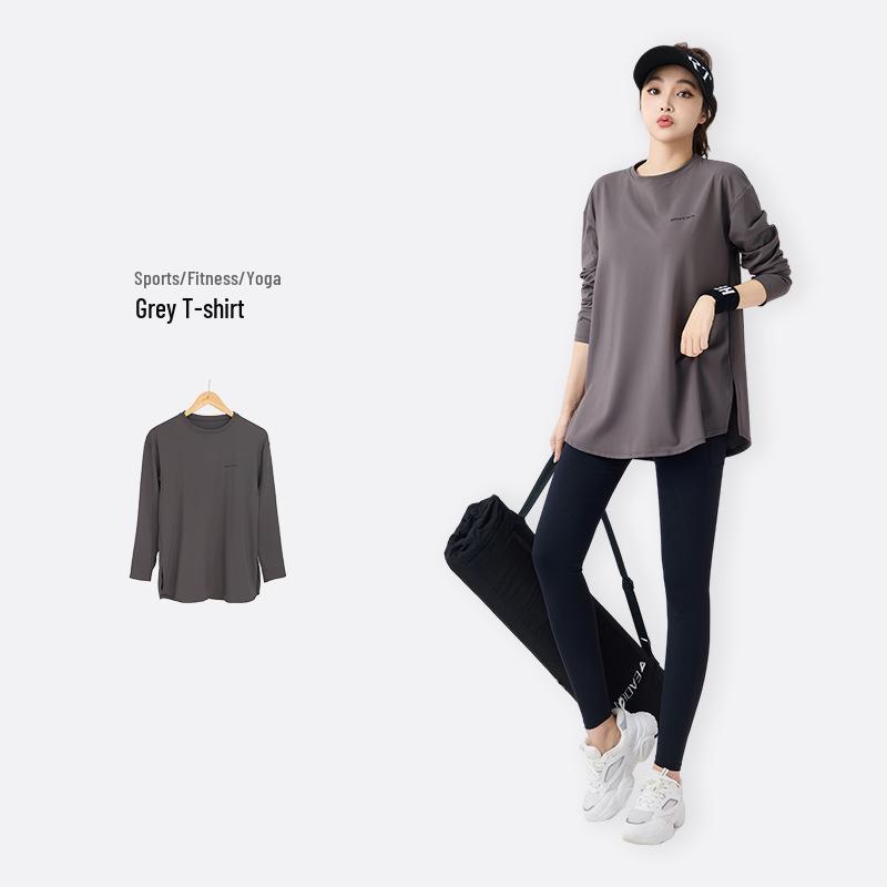 Women's 2026 Three-Piece Yoga Set: Loose Long Sleeve, Tapered Pants, Sporty Letter Vest Fitness Wear