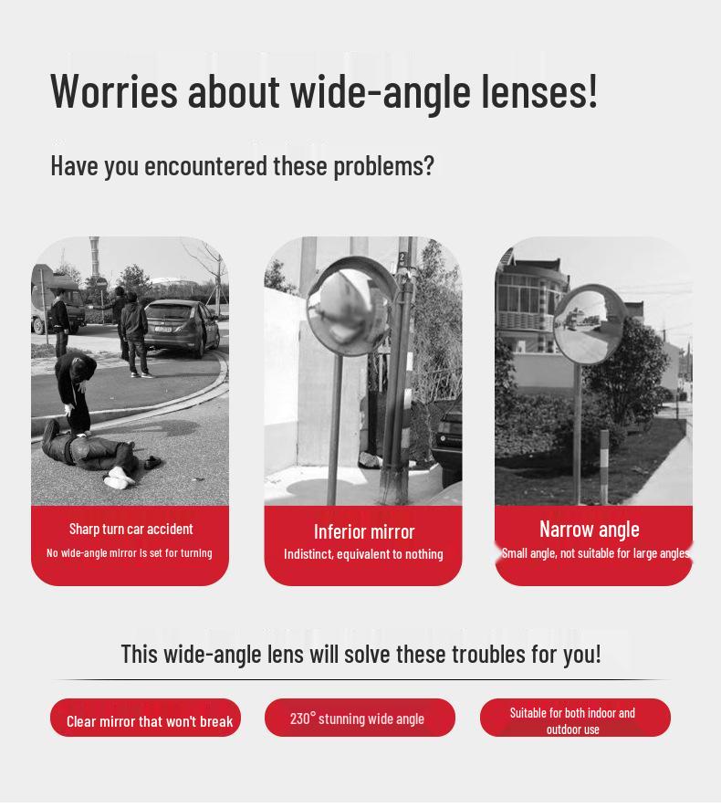 Wide-Angle HD Reflective Traffic & Anti-Theft Convex Mirror for Indoor/Outdoor Use