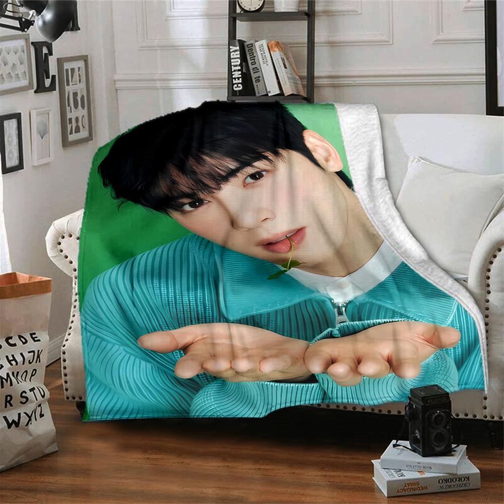 1Pc Cha Eun-woo Print Blanket Soft Comfortable Polyester Throw All Seasons Use Bedroom Office Outdoor Christmas Gift Choice Portrait Photo Print Print