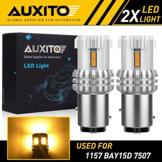 LED 1157 1016 Turn Signal Marker Parking Light Bulb Amber Yellow Blinker Lamp 2x