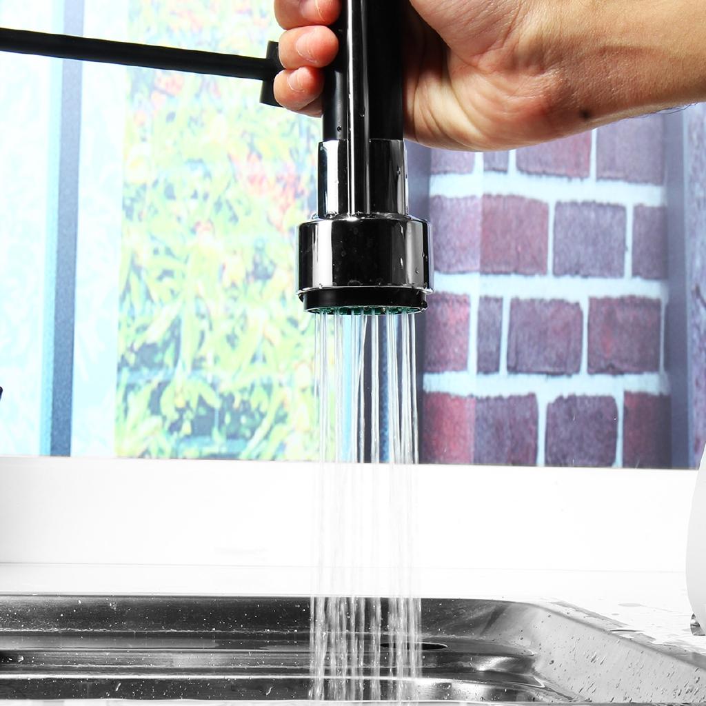 Black 2-Way 360 Rotation Oil Rubbed Pull Out Kitchen Water Tap Spout Faucet Handheld Shower Kitchen Water Mixer Taps