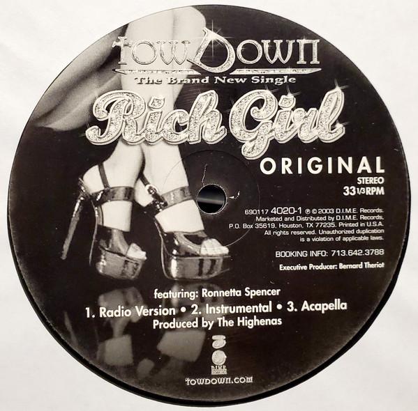 

12inch Record TOW DOWN Rich Girl 69011740201 2002 US Rap HipHopRB Used