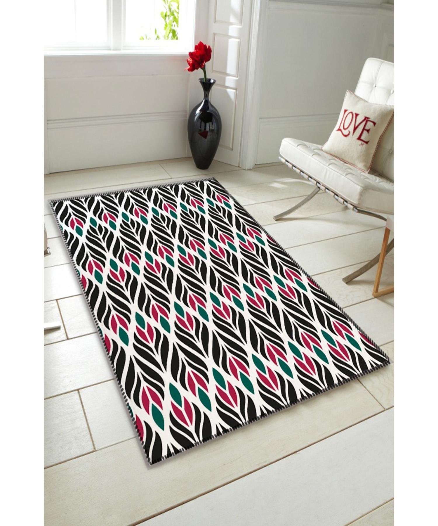 

Carnival Argaç Serie Polo Черный геометрический узор Черный современный декоративный ковер