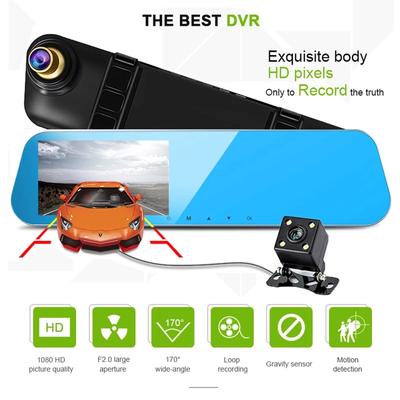 Full HD 1080p 4.3 Inch Car DVR Screen Dual Lens Car Camera Rearview Mirror Driving Recorder Car Dash Cam