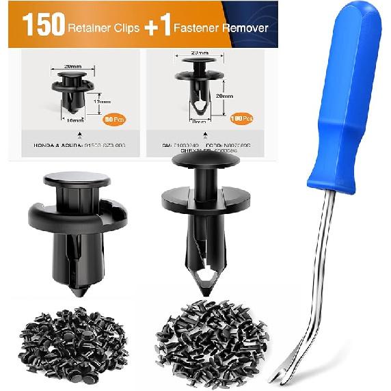 GOOACC 150 pcs Push-Type Bumper Fasteners Rivet Clips-2 Sizes Universal Auto Clips & Fastener for Bumper Fender Clips Replacement-Fastener Removal 150Pcs Clips + Fastener R