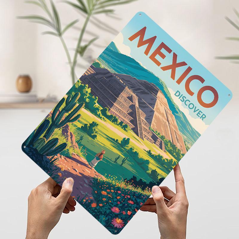 

Mexico Travel Teotihuacan Pyramid Printed Poster Customized Wall Art Retro Vintage Metal Tin Signs for Gamer Room Decoration 7.9x11.8In(20x30cm)
