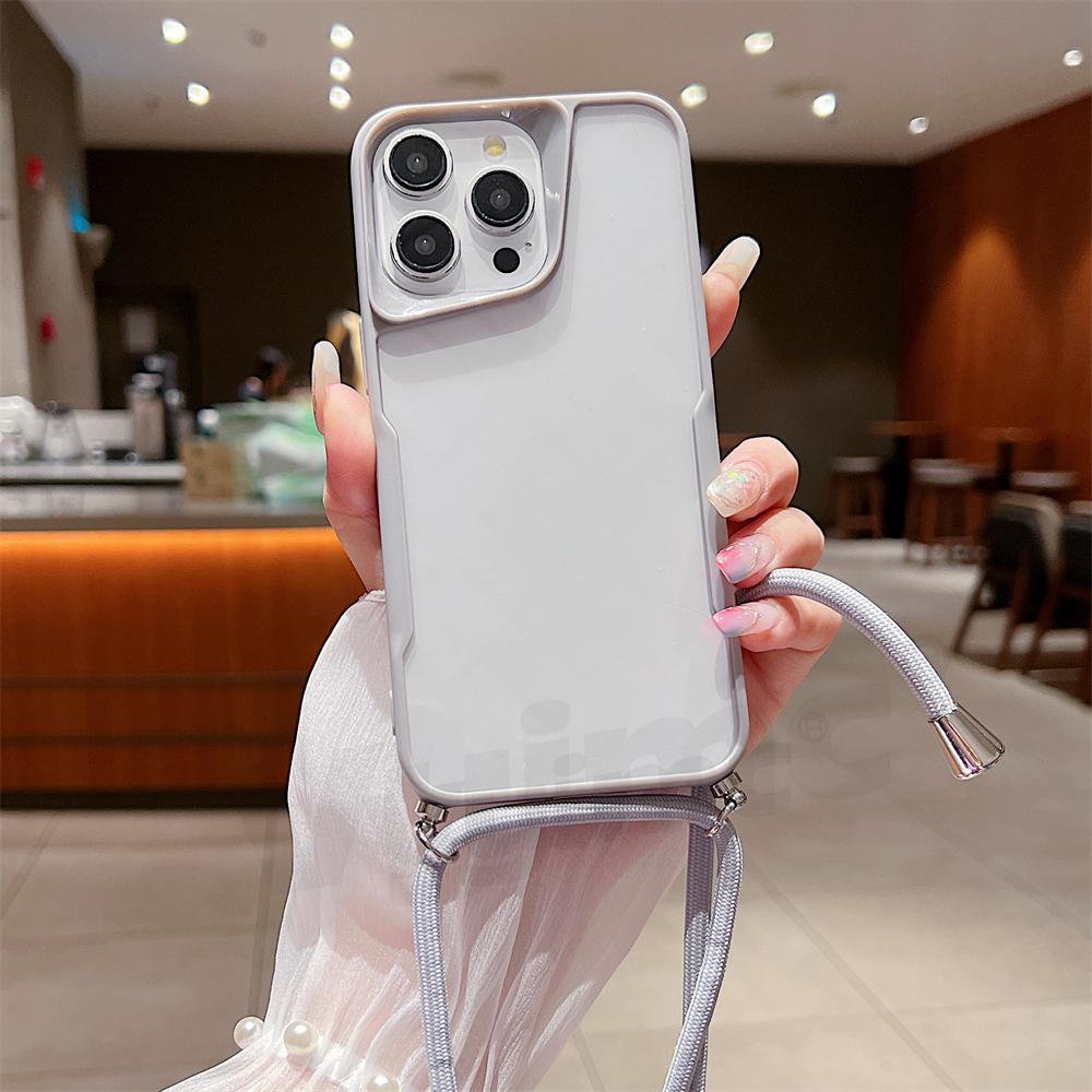 Crossboby Lanyard Cord Rope Necklace Case für iPhone 15 11 13 Pro Max 12 14 Plus Blade Pattern Clear Hard Acrylic Phone Cover