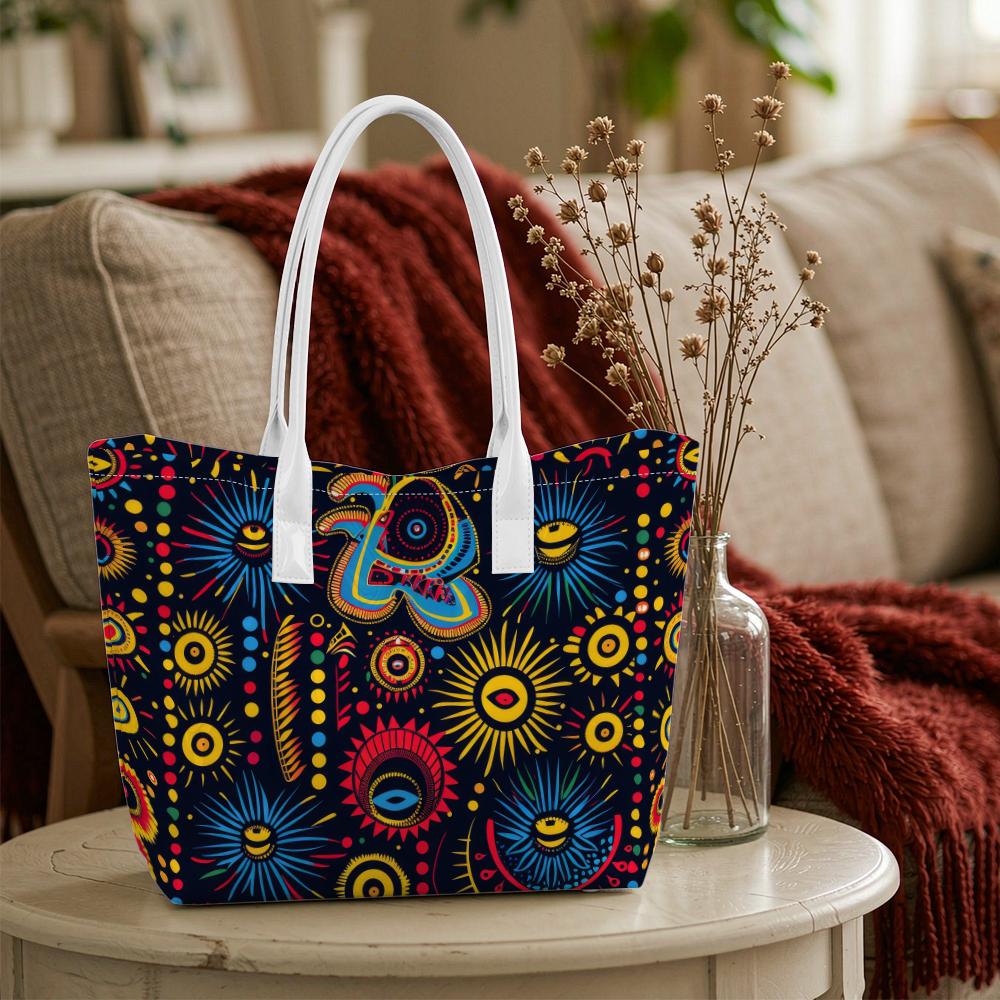 Bohemian Eye Pattern Tote Bag Casual Stylish Large Capacity Daily Carry Shoulder Bag for Women Outdoor Travel Shopping Use