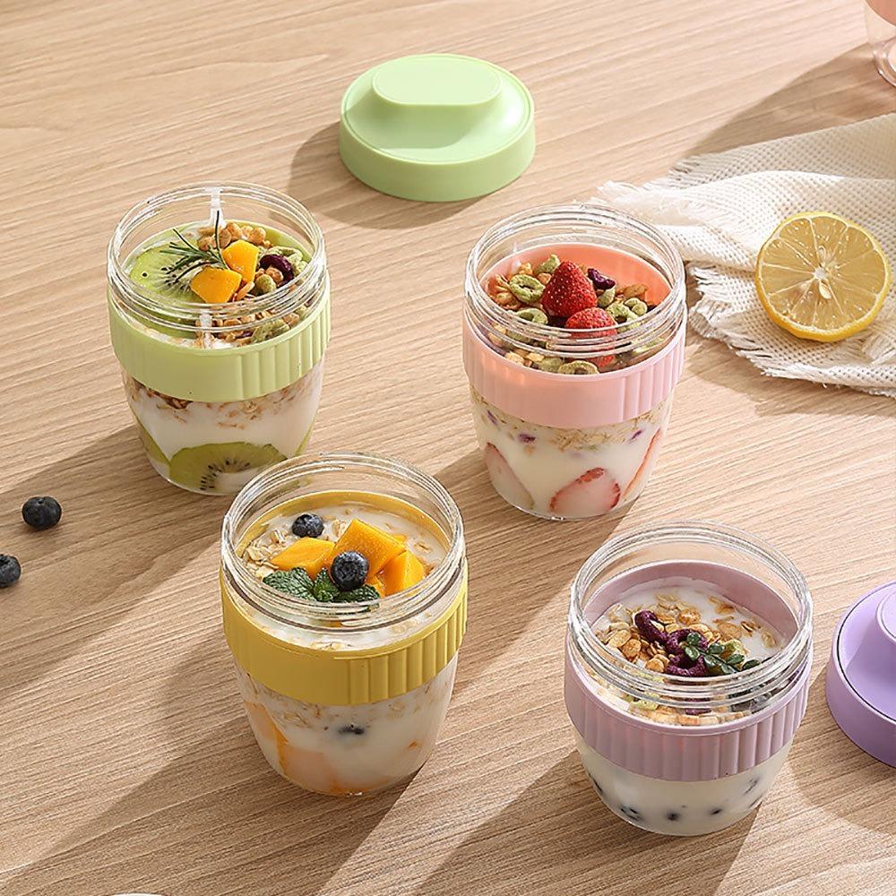 Transparent Breakfast Cup Plastic Oatmeal Cereal Cup Multifunctional Lunch Box  Picnic