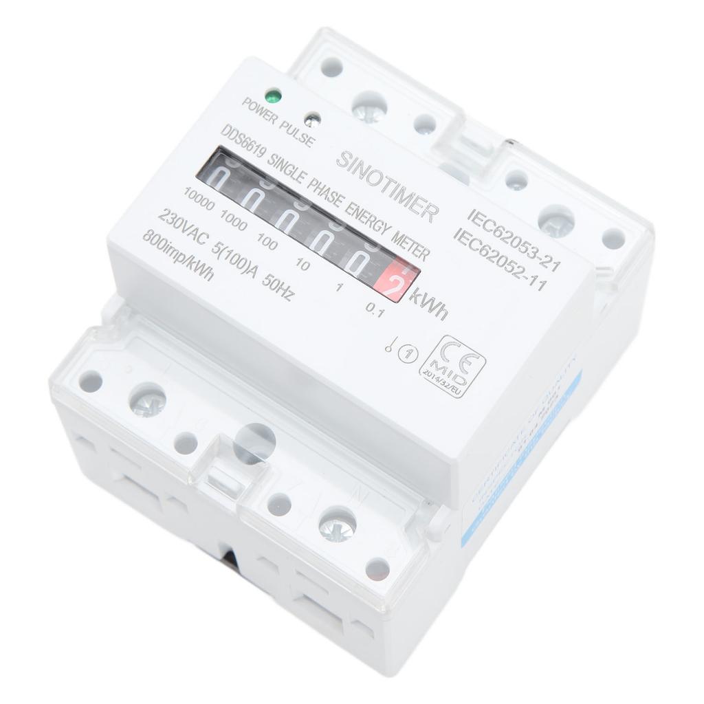 Electricity Watt Hour Meter Dual Color LED Indicator Rail Mount Single Phase Smart Home Energy Wattmeter 230VAC