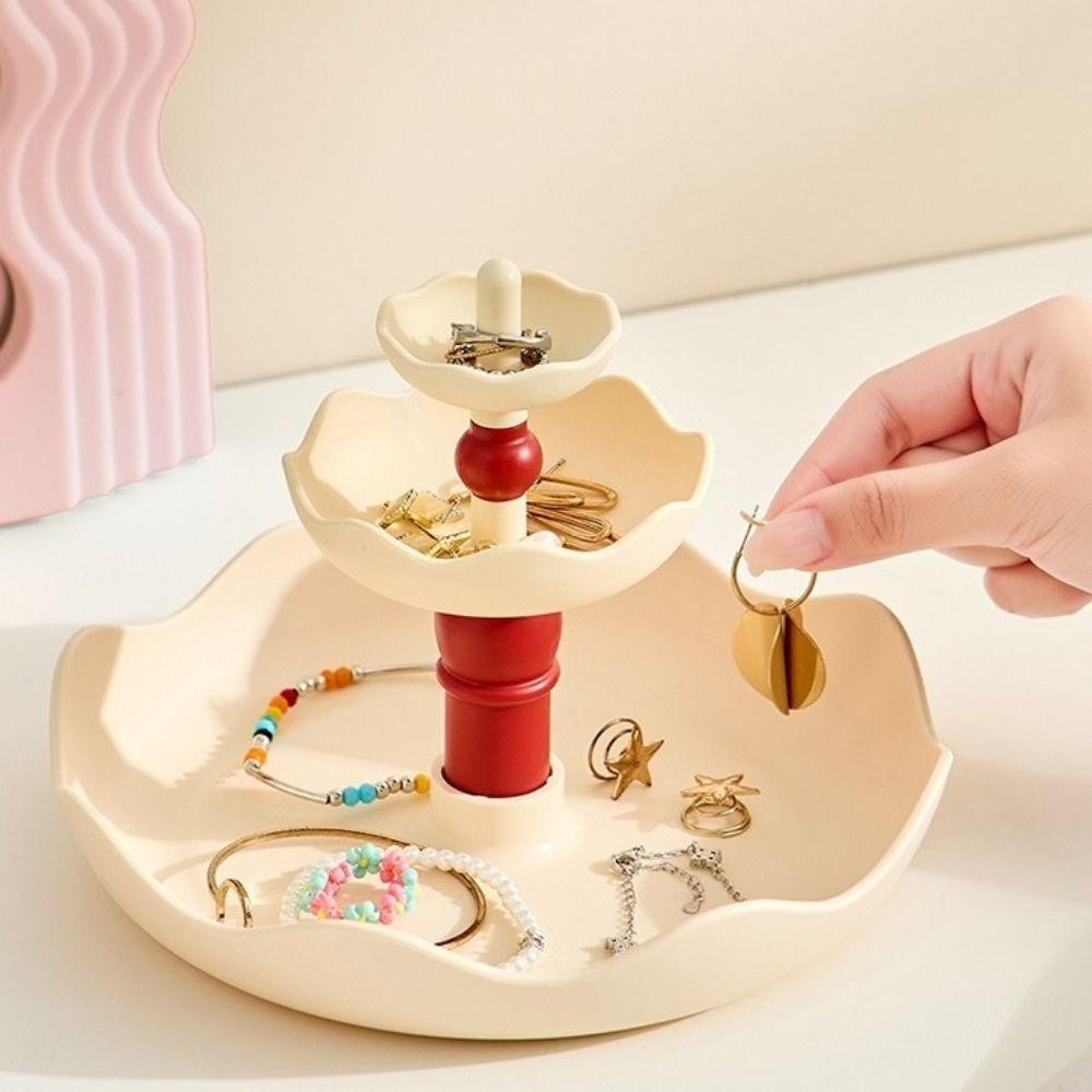 Large Capacity Jewelry Key Holder Anti Slip Decorative Jewelry Display Rack Multi-layer Plastic Desktop Storage Box Entryway