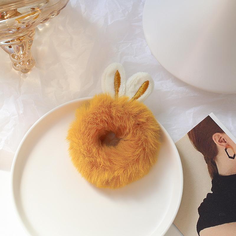 Plush Rabbit Ears Headband Female High Elastic Rubber Band Sweet Girl Cute Hair Ring Rope Headdress