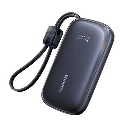 Powerbank 10000mAh 22.5W Z Wyświetlaczem Odłączanym Kablem - Czarny