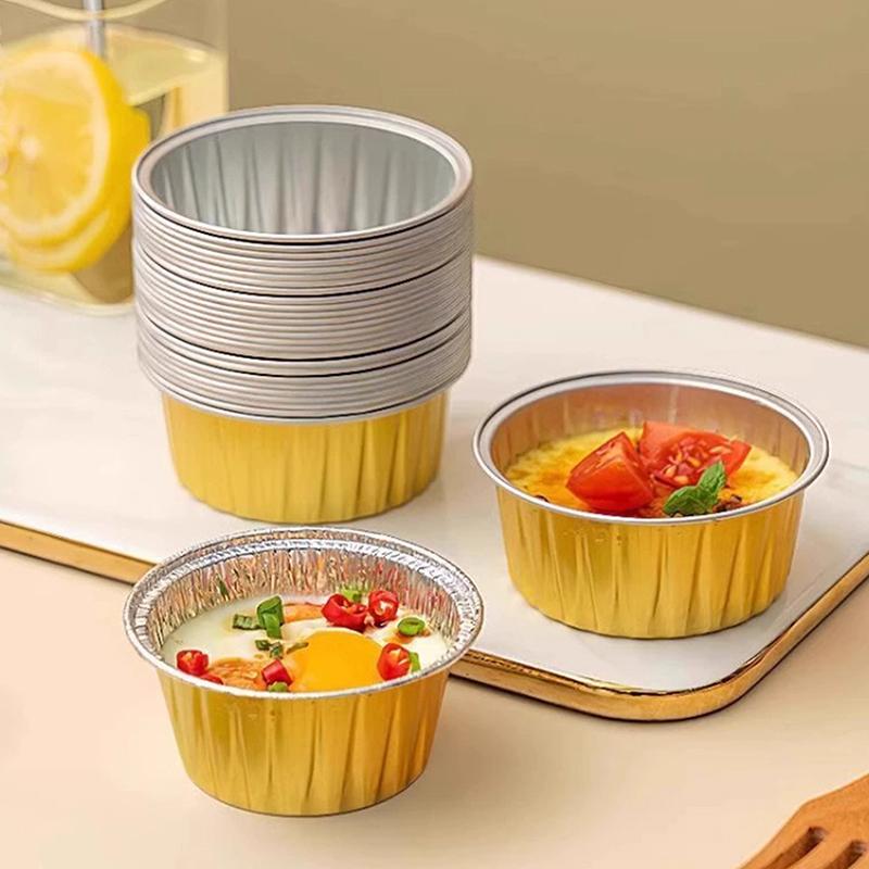 10/20/50 Pcs Round Baking Cups Tin Paper Foil Wih Lids Reusable Cupcake Cups Desserts Flans Mini Cake Pans Bread Mould Custard