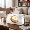 2D Flat 1pc, Tissue Box. Golden Moon Cloud Star Pattern Napkin Dispenser, Reusable, Daily Desktop Tissue Organizer, Suitable for Kitchen Living Room B
