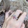 Korean Luxury Pink Heart Diamond Ring: Elegant High-Carbon Romantic Women's Jewelry