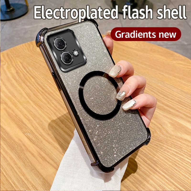 Luksus Plating Støtsikker Gjennomsiktig Magnetisk Ring Telefondeksel For Motorola Moto G84 G54 G82 5G G52 G71S G10 G20 G30 Glitte Mykt Deksel
