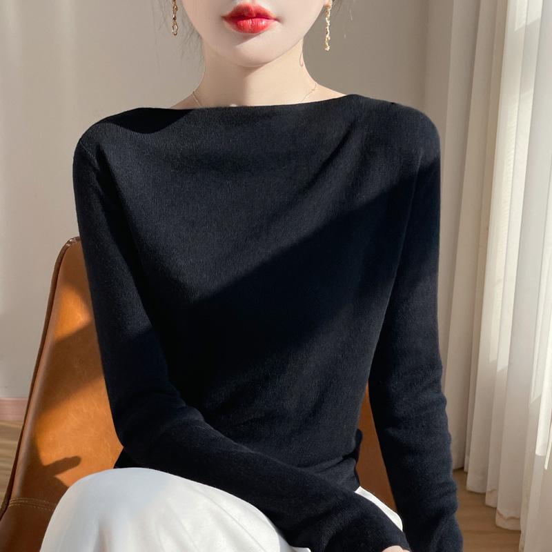 Women's wool pullover Qinghe cashmere 50% silk 50% wool spring and summer wool soft, comfortable and warm