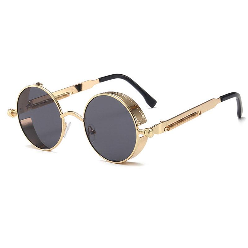 Classic Gothic Steampunk Sun Glasses Men's Women's Brand Designer Vintage Style Round Metal Material Glasses Frame Sun Eyeglasses High Quality UV400
