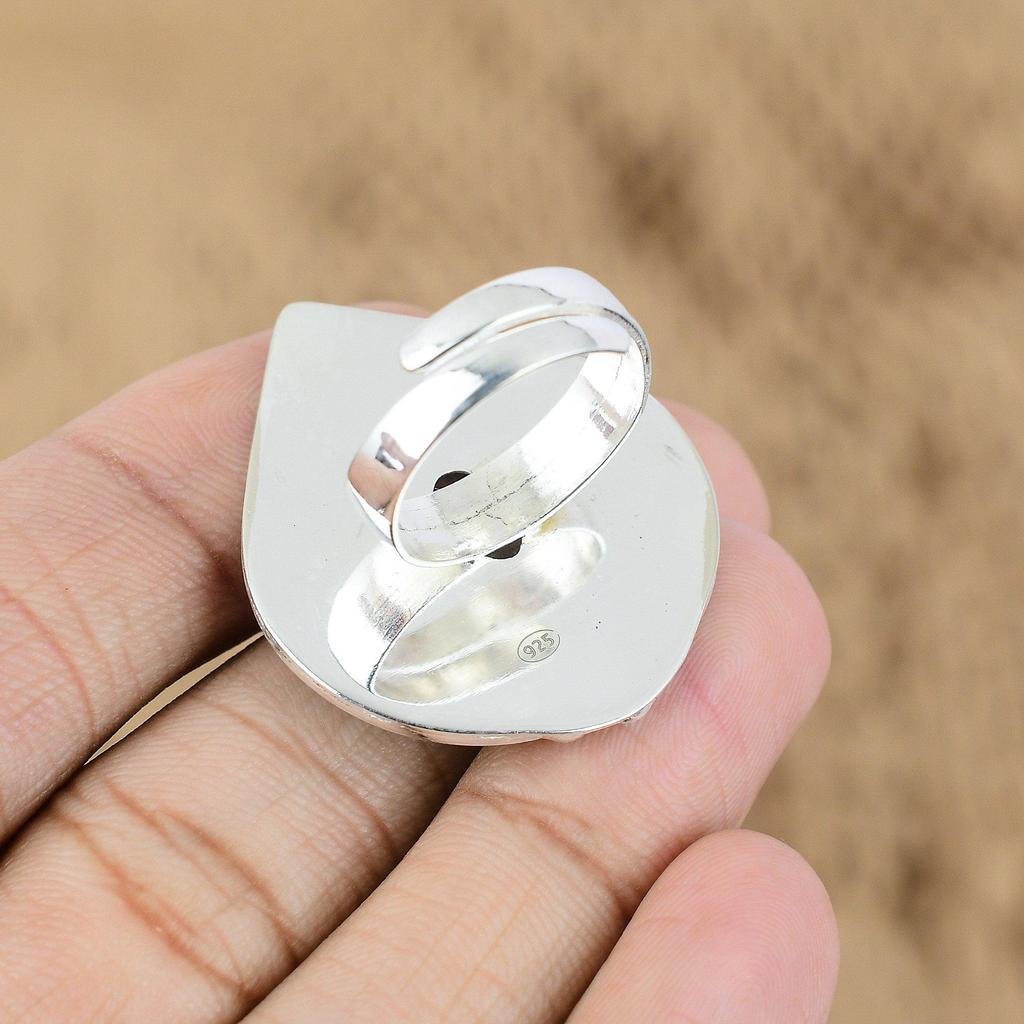 Mothers Day Deal Black Rutile Stone 925 Silver Birthday Promise New Ring Jewelry