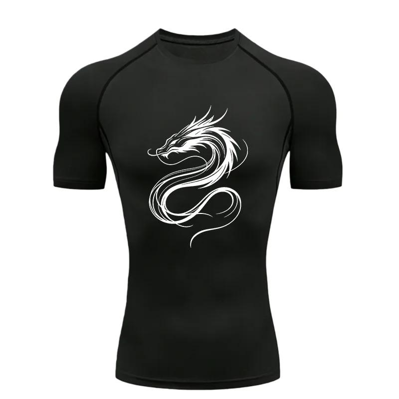 Men Sports T-Shirt Training Jogging Casual Running Workout Compression Fashion Athletic Tees Rashguard Men Short Sleeve Elastic Fitness Suit