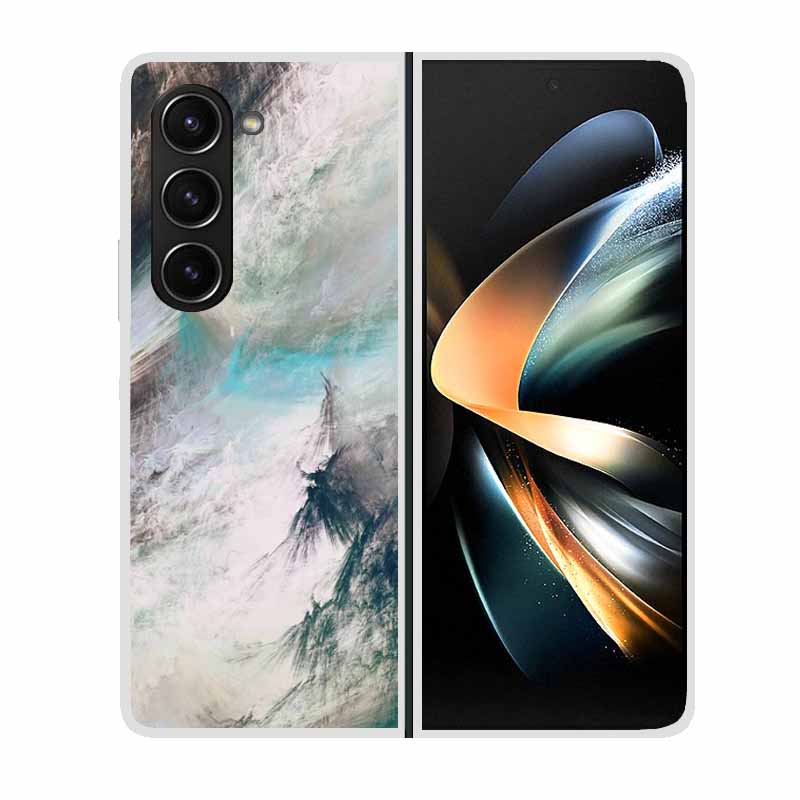 For Samsung Galaxy Z Fold 5 ZFold5 Cases Marble Transparent Shockproof Protection Hard Back Cover For Samsung Z Fold 5 5G Cases