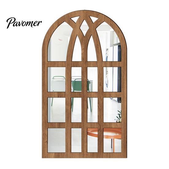 Adesivi Specchio da Parete Stile Boho Decorazione Finestra ad Arco, Specchio Finto Acrilico con Cornice in Legno, Adesivo da Incollare per Casa, Adesivo Autoadesivo per Vetro Finestra