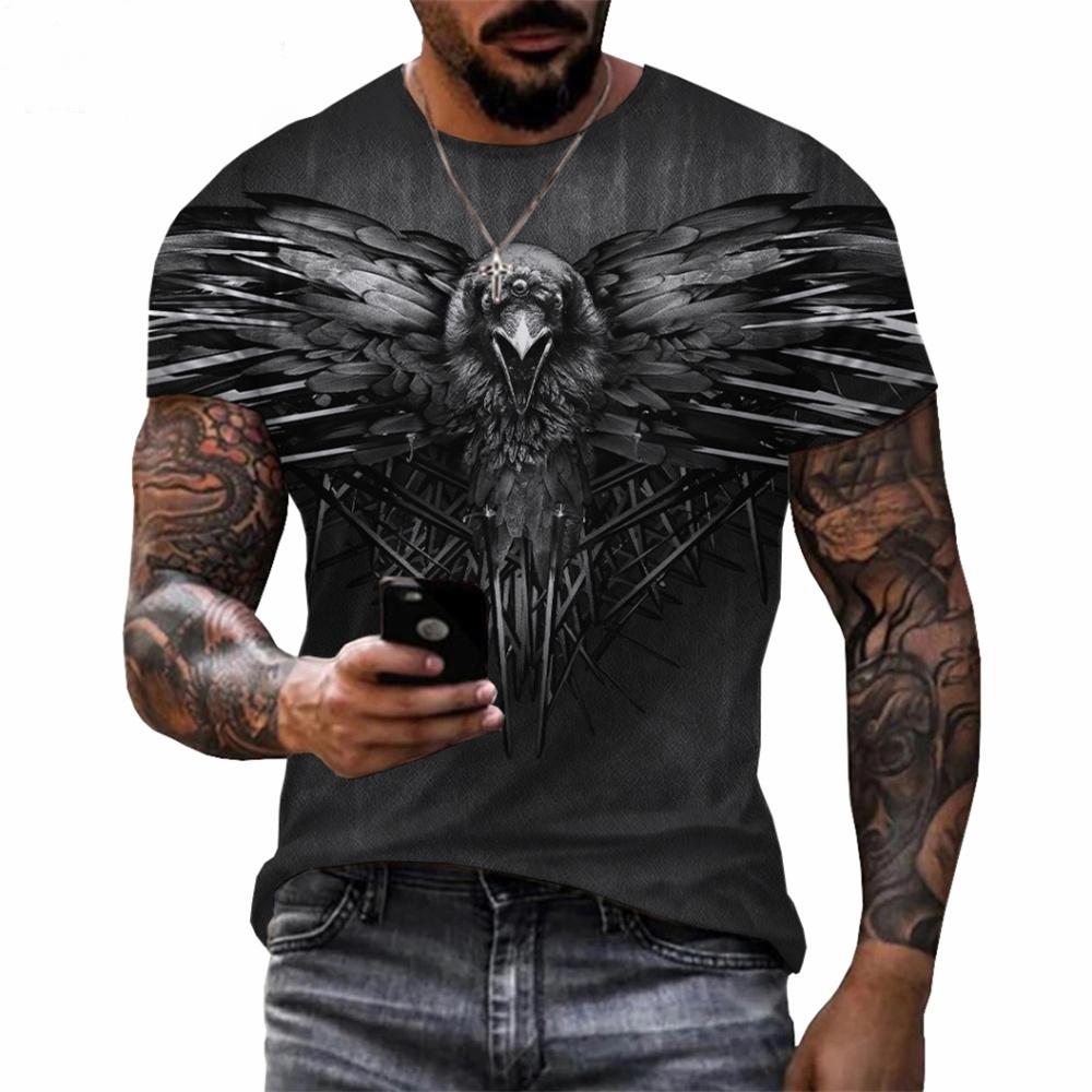 Gothic Crow Print Men's Shirts Fashion 3D Crow Graphic Woman T-shirts  for Men Short Sleeve Tee Kids Tshirt