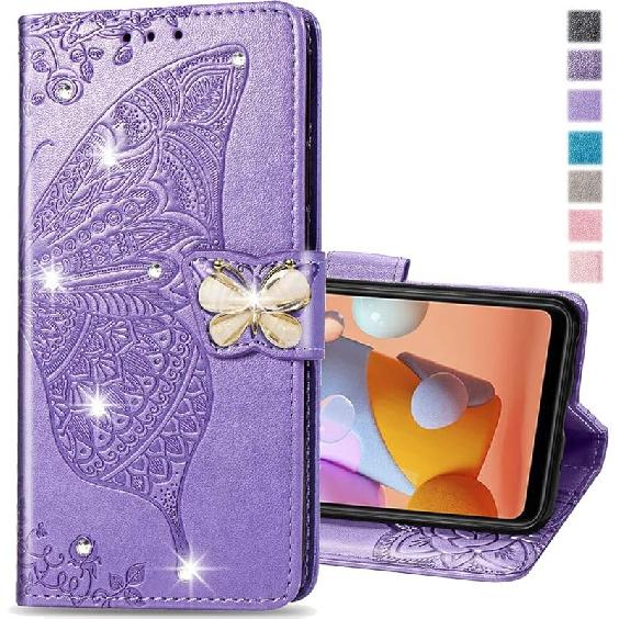 Case for iPhone 16, iPhone 16 Case Glitter with Card Slots Flip Wallet Case for Women Diamond Butterfly Shockproof Protective Case for iPhone 16 6.1