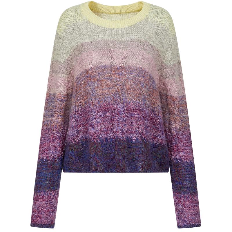 

JUZI ANNACO Women s Relaxed Gradient Wool Cable Knit Sweater S