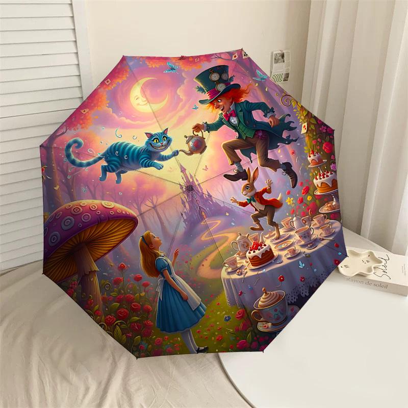 

1PC Alice in Wonderland Umbrella-8-Rib Reinforced, Automatic Open, Lightweight & Durable, Cute Fashion Accessory for Outdoor-P72