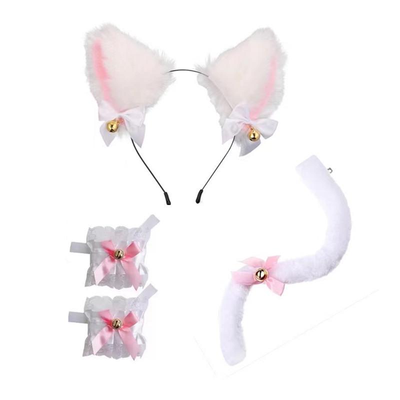 Cat Ear Bell Headband & Choker Set with Tail - Halloween Party Accessories