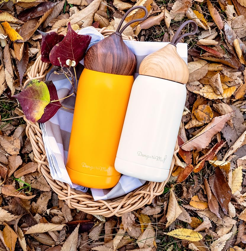 Orgo Acorn Vacuum Insulated Stainless Steel Bottle with Acorn Stylish and Red Mug, 400ml, SMBD-40, Shape, Cute,