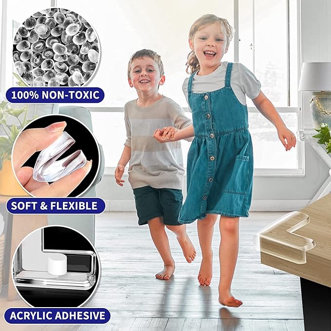 20-Pack Silicone Corner Guards Baby Proofing, Anti-Slip Furniture Corner Protectors for Kids, 2 Shapes Clear PVC Safety Edge Guards