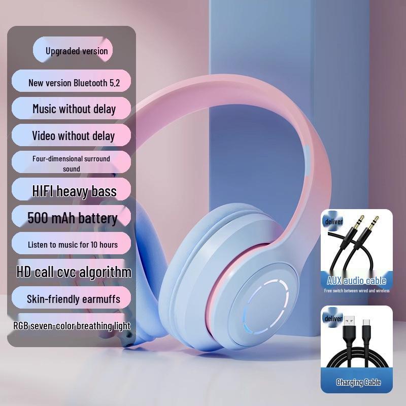 2025 Bluetooth Over-Ear Headphones for Female Students: Stylish Wireless Earmuff Headset