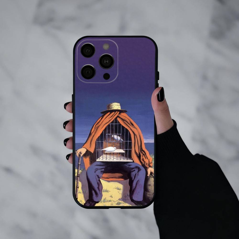 R-Rene M-Magritte A-Art   Phone Case For iPhone 17pro,16,15,14,13,12,11 Plus,Pro Max,XS,Soft Silicone Black Cover