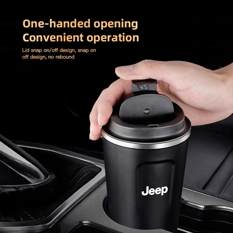 380ml Car Stainless Steel Coffee Cup Thermal Mug Accessories For Jeep Grand Cherokee Wrangler JK Gladiator Compass Renegade